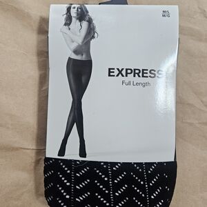Express Black Full Length Leggings W Chevron Pattern New!